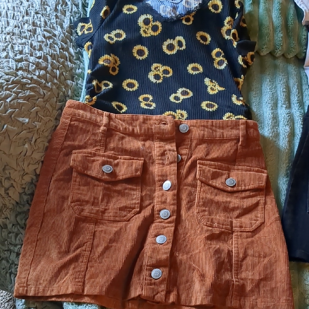 Rue21 Orange Corduroy Mini Skirt